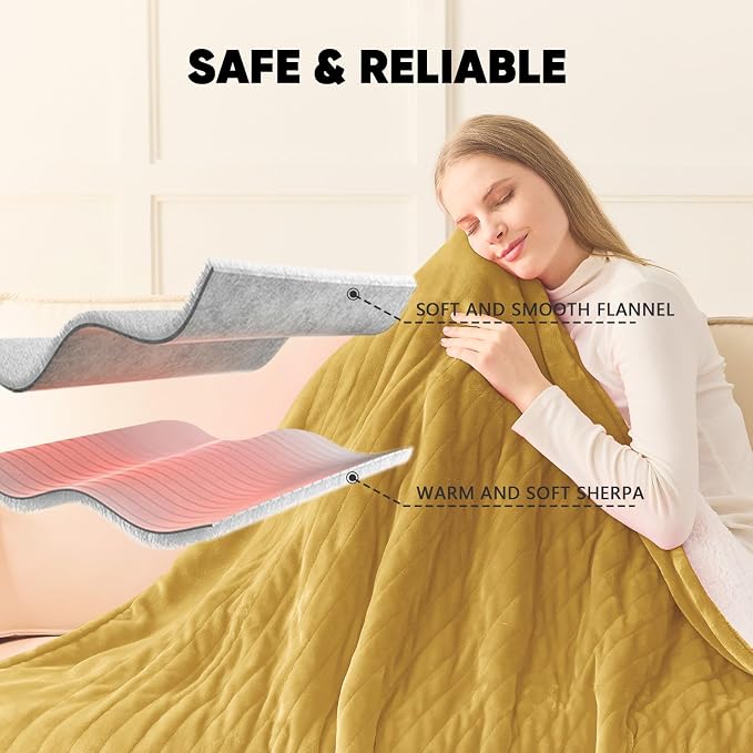 greenoak Heated Blanket Electric King Size 100"X90" Dual Control, Heating - Image 6