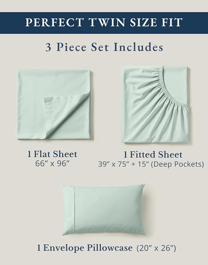 LANE LINEN 100% Organic Cotton Twin Bed Sheet Set, Soft & Comfy Low Pill Fade - Image 4