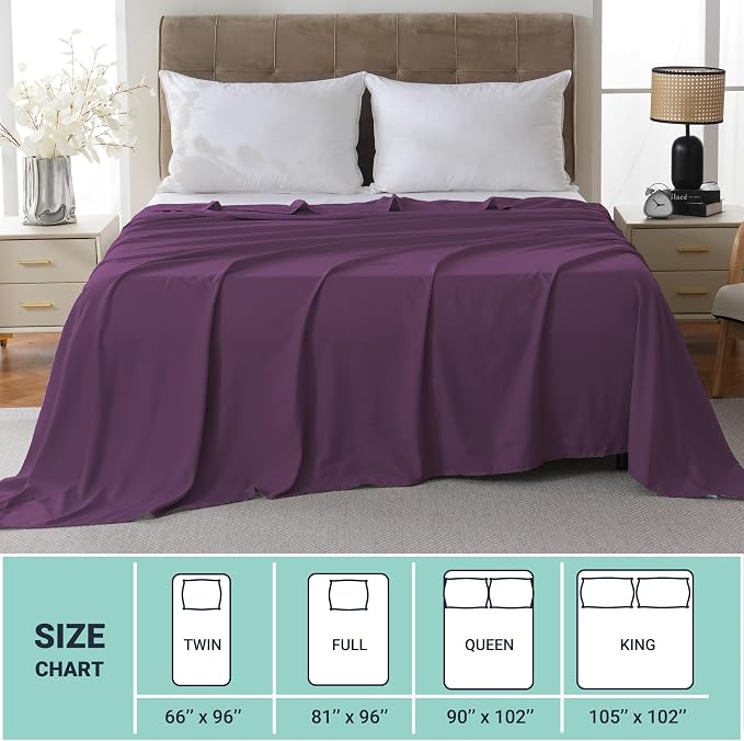 ZPECC Full Flat Sheet Only 6 Pack, Durable Dark Purple Top Bed Sheets - Image 5