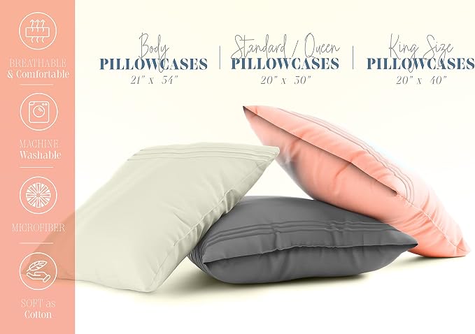 Elegant Comfort 4-PACK Solid Pillowcases 1500 Premium Hotel Quality Microfiber - Image 2