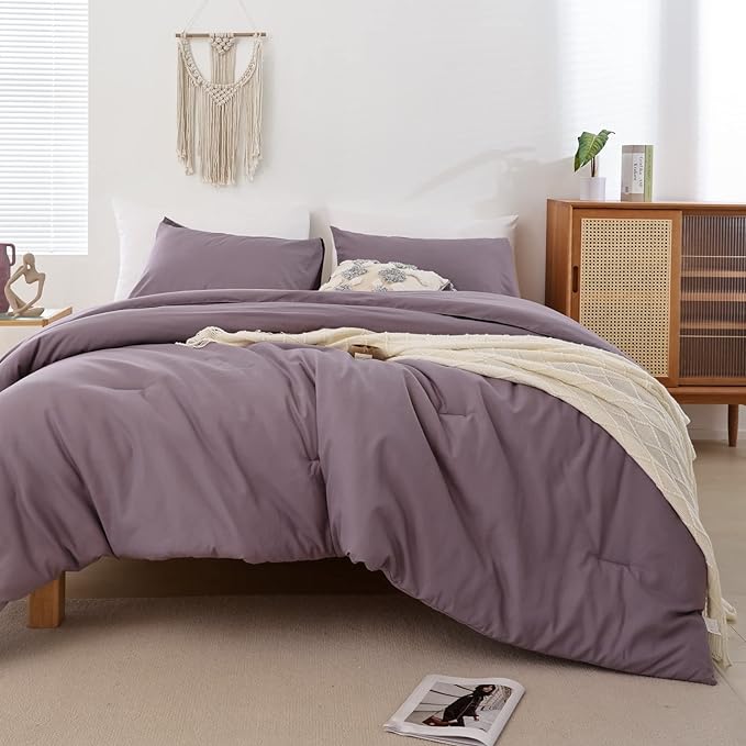 ROSGONIA King Size Comforter Set Dusty Purple by ROSGONIA