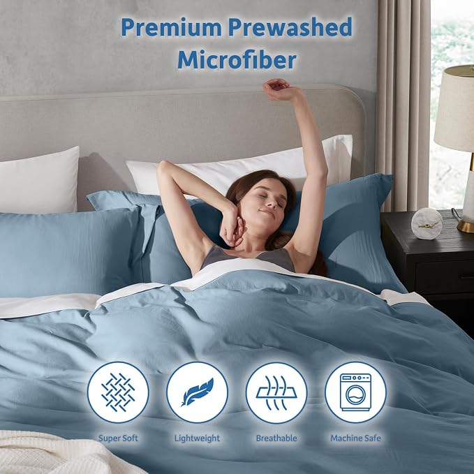 Nestl Stone Blue California King Duvet Cover Sets - Image 6