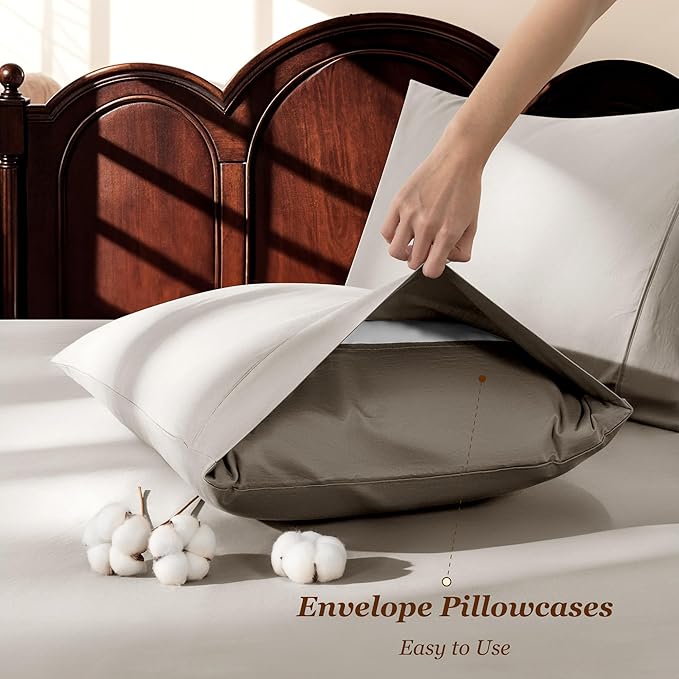 LBRO2M 1000 Thread Count 100% Egyptian Cotton Sheets Set Queen Size, 4 Piece - Image 6