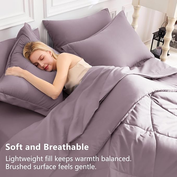 CozyLux King Size Comforter Set Dusty Purple - Image 3