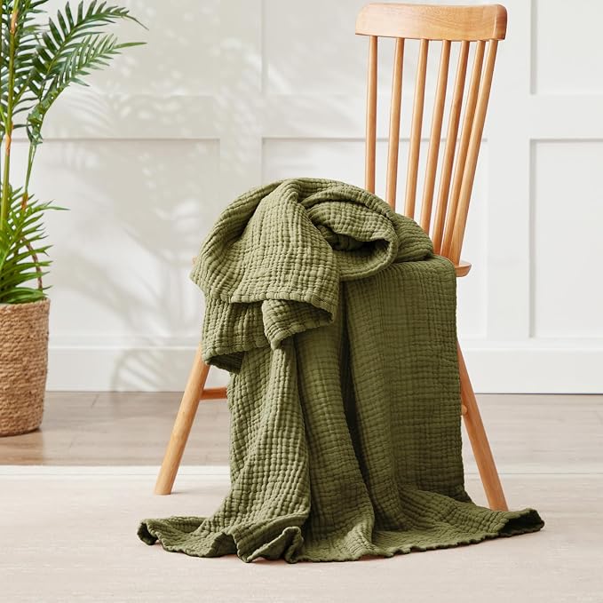 100% Cotton Muslin Blanket Twin 66" x 90", Breathable and Lightweight Twin - Image 6