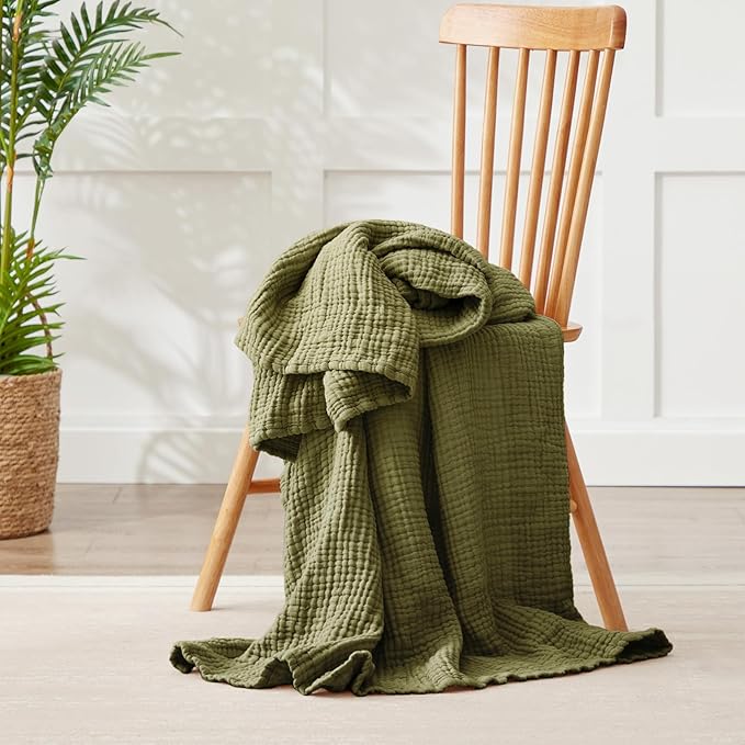 100% Cotton Muslin Blanket Twin 60" x 80", Breathable and Lightweight Cotton - Image 6
