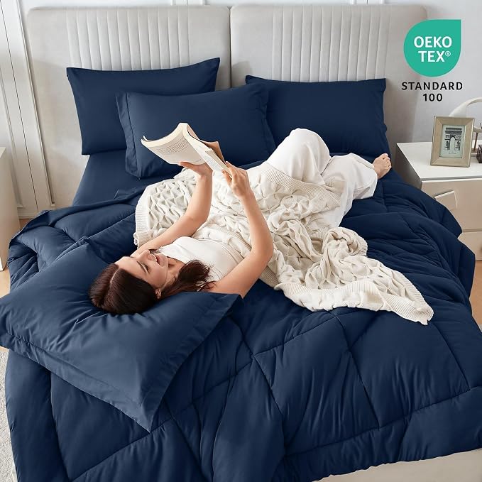Sasttie Twin XL Comforter Set, 5 Pieces Twin XL Bed in a Bag, Complete Bedding - Image 2