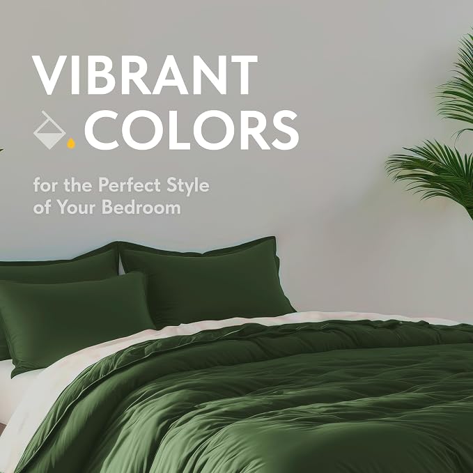 White Classic Dark Green Duvet Cover King Size, Microfiber Duvet Cover - Image 7