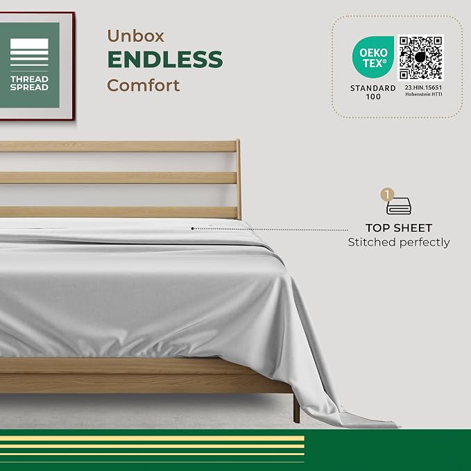 THREAD SPREAD 100% Organic Cotton Percale Flat Sheet King Size - Image 3