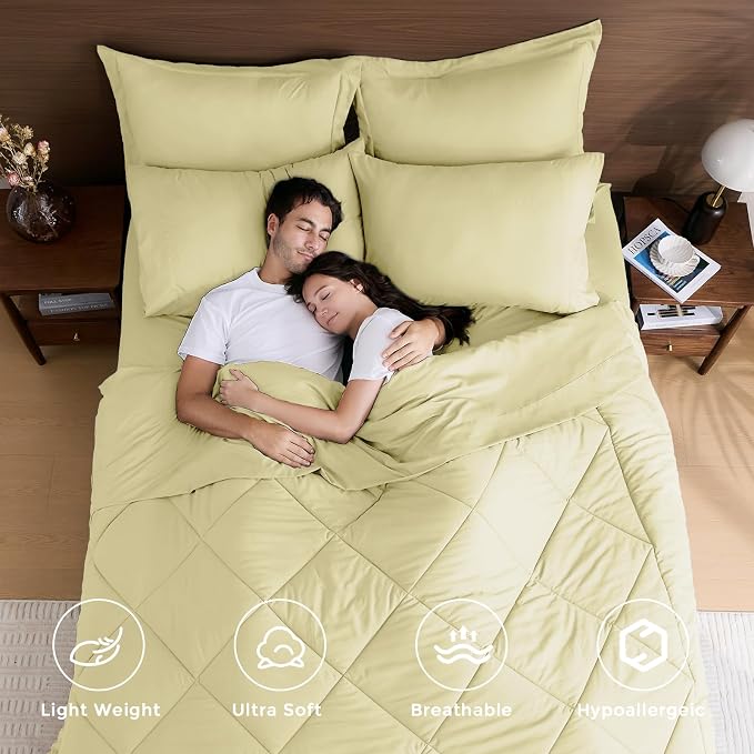 HEVUMYI Cream Yellow King Comforter Set - Image 2