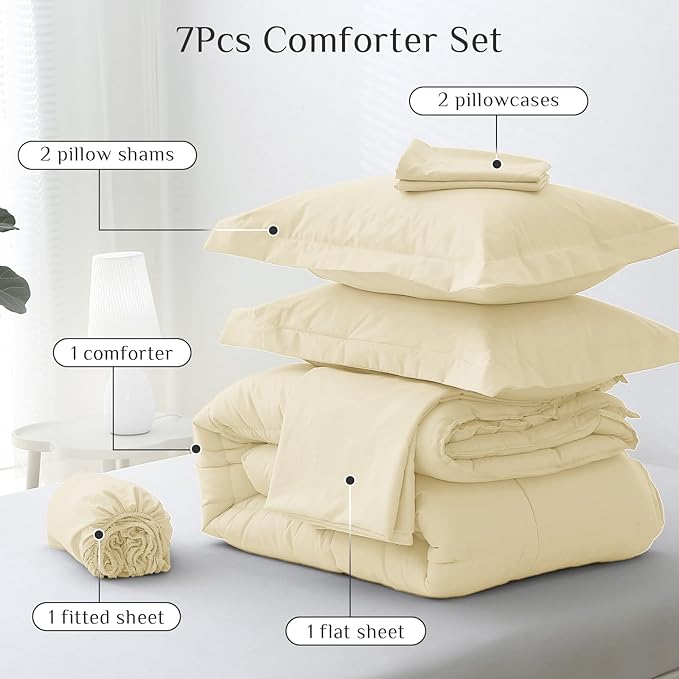 JOLLYVOGUE King Comforter Set, Ultra-Soft Bed in a Bag King Size 7 Pieces - Image 5