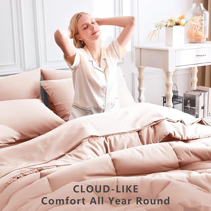 CozyLux Queen Comforter Set Blush Pink, 7 Pieces Bed in a Bag, All Season - Image 4