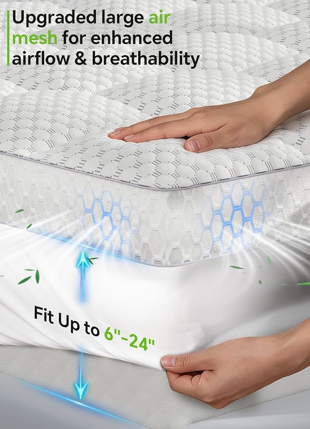 BEDELITE King Mattress Topper 3 Inch Thick Mattress Pad, Plush Pillow Top Bed - Image 4