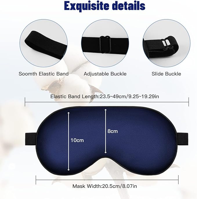Silk Eye Mask with Adjustable Strap, Satin Blackout Sleeping Mask - Image 3