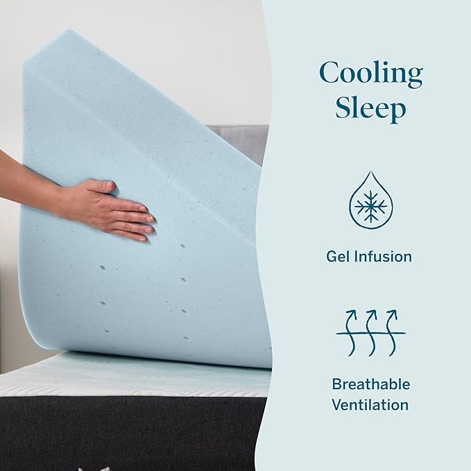 Lucid 4 Inch Memory Foam Mattress Topper, California King Size – Cooling Gel - Image 2