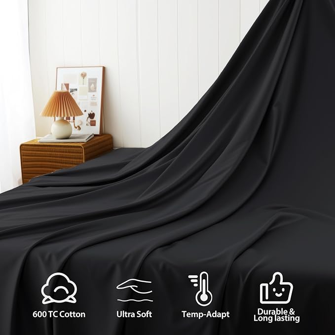 Cotton Flat Sheets Only, 600 TC 100% Cotton Flat Sheet Top Sheet Only, King - Image 4