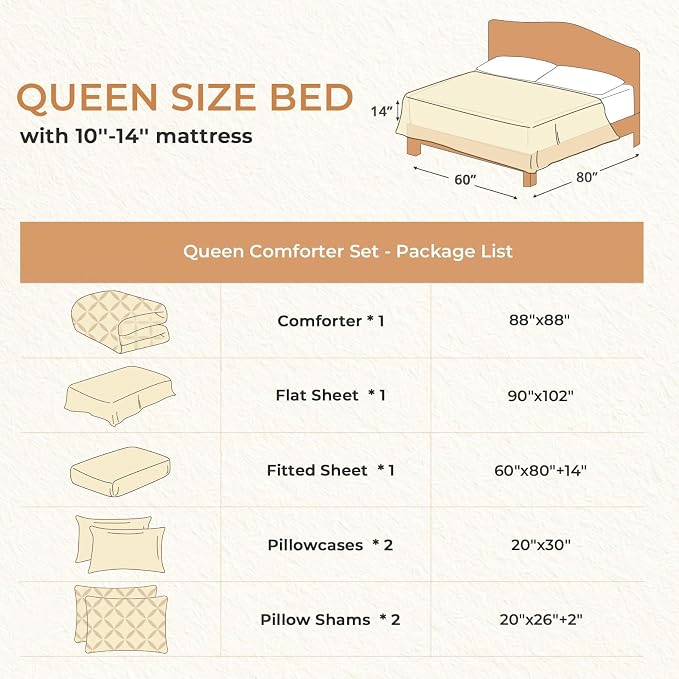 Sasttie Queen Comforter Set, 7-Piece Bed in a Bag, Pintuck Bedding Set - Image 7