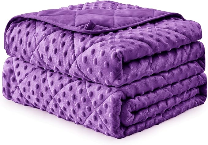 Purple Weighted Blanket for Adults 12lbs, Twin Full Size Cooling Minky Heavy - Image 9
