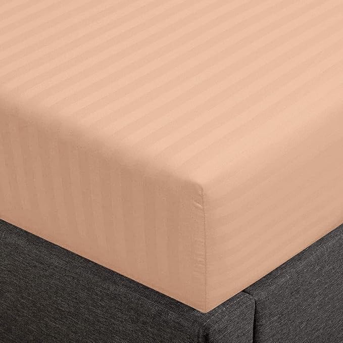 Feather & Stitch 1 Piece Fitted Sheet Full Size, 100% Cotton Damask Sateen Weave by FEATHERSTITCHNEWYORK