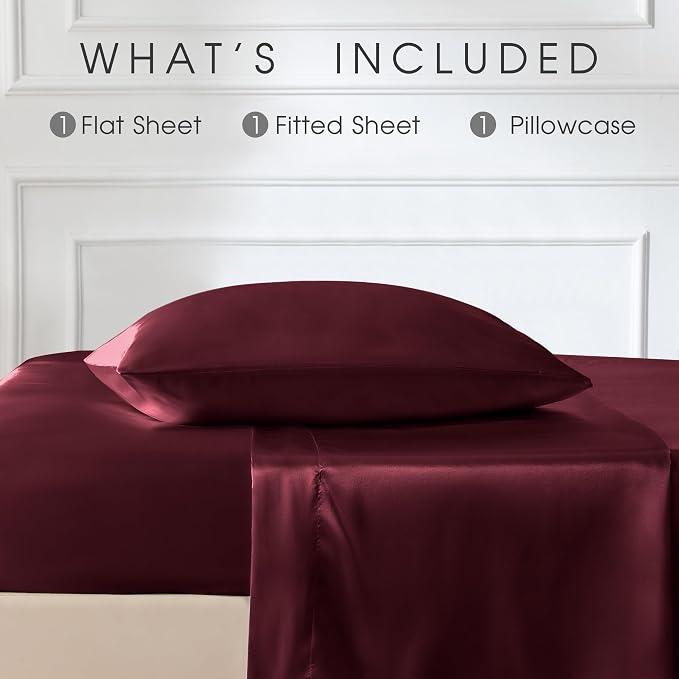 FreshCulture Satin Sheets Twin Size Bed Set - Image 3