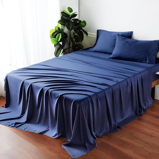 Bamboo Viscose Flat Sheets Only, 400 Thread Count Sateen Weave Cal King Size - Image 6