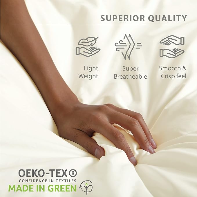 Linen Home 100% Cotton Percale Sheets Queen Size, Deep Pocket, 4 Pieces Set - Image 7