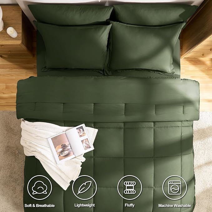CozyLux Full Size Comforter Sets Olive Green - Image 2