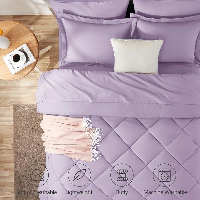 CozyLux Queen Comforter Set Light Purple - Image 2