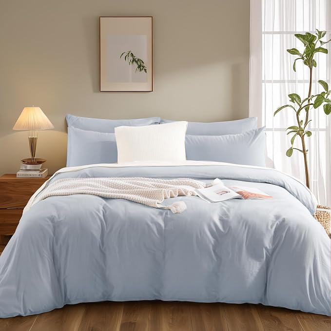 NEXHOME PRO Twin Duvet Cover Set, 100% Washed Cotton - Image 3