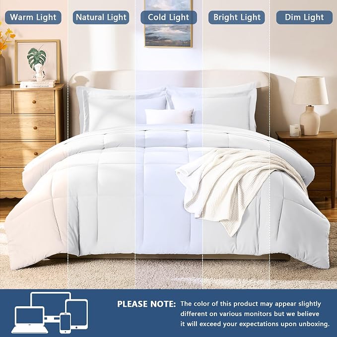 CozyLux King Size Comforter Set White - Image 5
