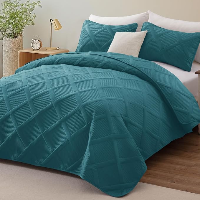 Exclusivo Mezcla Oversized King Quilt Set- Teal Cal King Quilts Bedding Set - Image 2