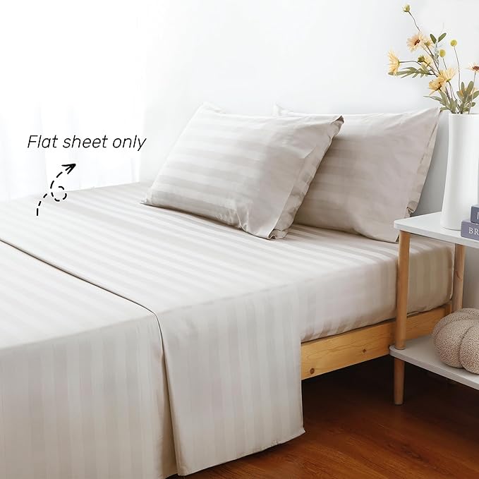 Flat Sheet Only TwinXL Size, 400 TC 100% Egyptian Cotton Flat Sheet Striped - Image 2