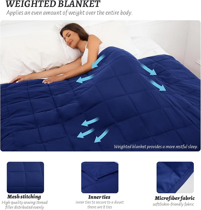 Weighted Blanket Twin Size NavyBlue 48''x72''x15lbs Weighted Blankets - Image 4