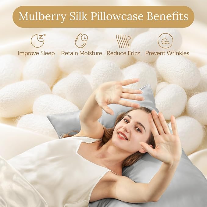 INFIIXSO Mulberry Silk Pillow Cases King Size Set of 2, Silk Pillowcase - Image 2