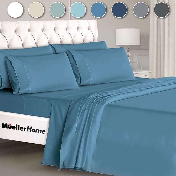 Mueller Ultratemp Bed Sheets Set, Super Soft 1800, 6 Piece California King - Image 9