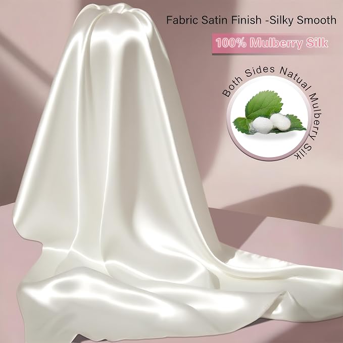 Mulberry Silk King Size Pillow Cases Set of 2, Ultra Smooth Soft Breathable - Image 2