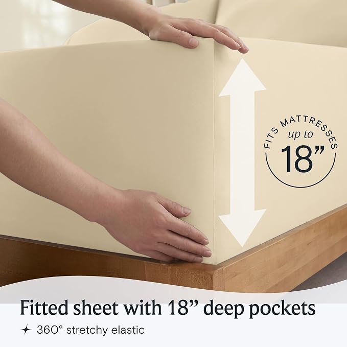LuxClub 4 PC King Size Sheet Set Deep Pockets 18" Wrinkle Free Cooling Bed - Image 5