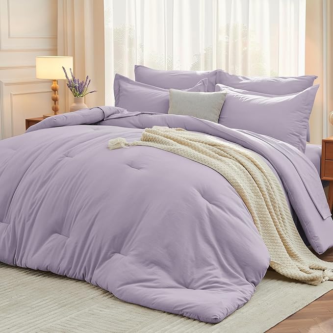 MUXHOMO 7 Pieces Full Comforter Set, Soft Bed in a Bag Full Size, All Season by MUXHOMO