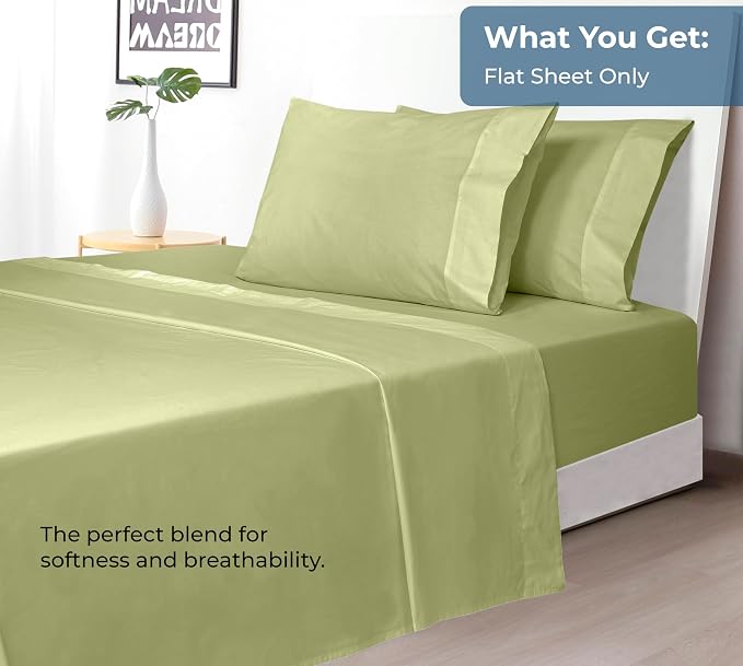 Royale Linens 100% Organic Cotton Queen Flat Sheet Only - Image 5