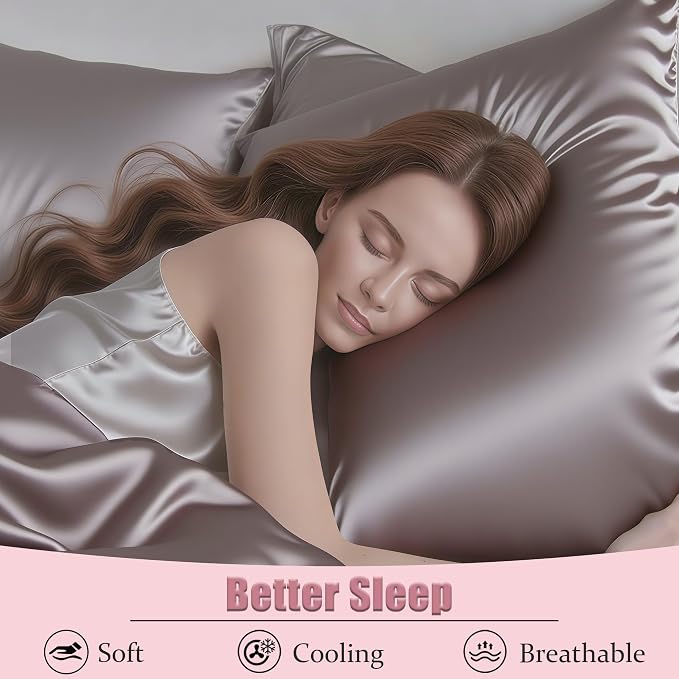 Mulberry Silk King Size Pillow Cases Set of 2, Ultra Smooth Soft Breathable - Image 4