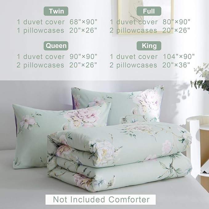 BOLINLIVING Floral Duvet Cover Full Size 3 Pieces, Flower Duvet Cover - Image 7