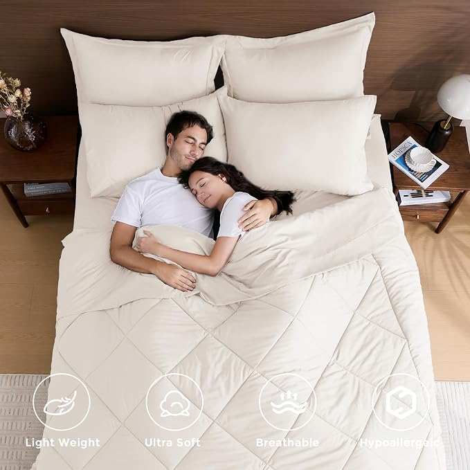 HEVUMYI Ivory Twin Comforter Set - Image 2