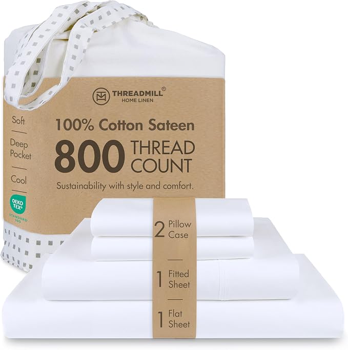 Threadmill Luxury 800 Thread Count California King 100% Cotton Sheets by ThreadmillHomeLinen
