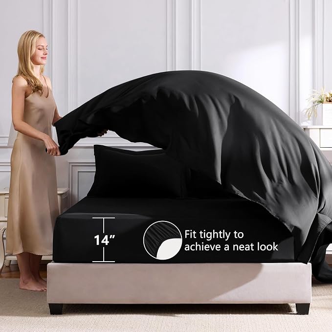 CozyLux California King Comforter Set Black - Image 5