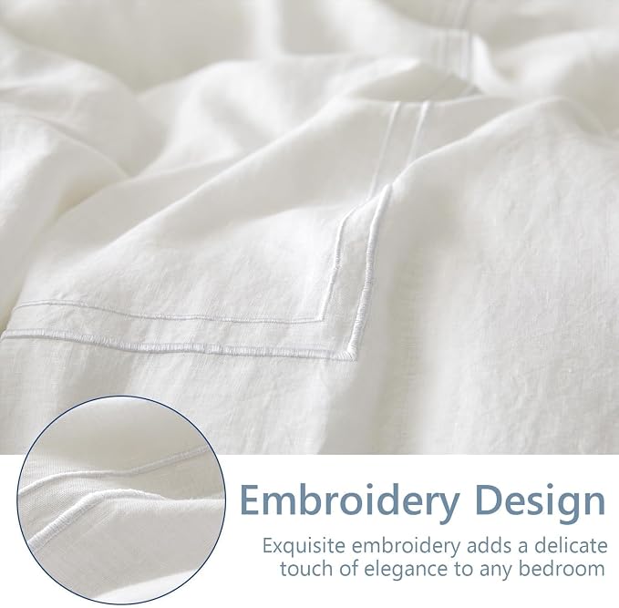 Simple&Opulence 100% Washed Linen Duvet Cover Set 78"x86" - Image 7