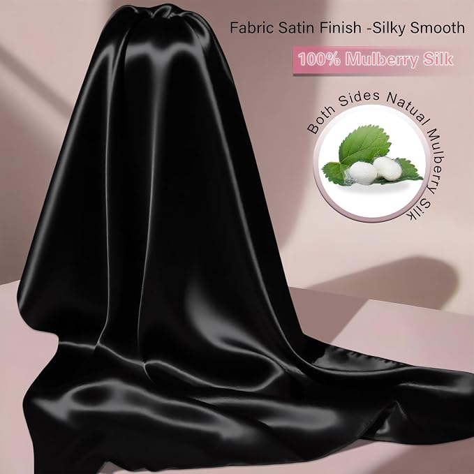 Mulberry Silk Pillow Cases Queen Size Set of 2, Ultra Smooth Soft Breathable - Image 2