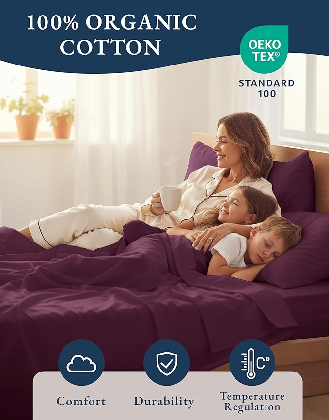 LANE LINEN 100% Organic Cotton Eco Friendly Sustainably Produced Twin XL Sheet - Image 6