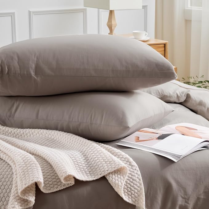 NEXHOME PRO Duvet Cover Set King Size Linen Look Organic Natural 100% Washed - Image 5