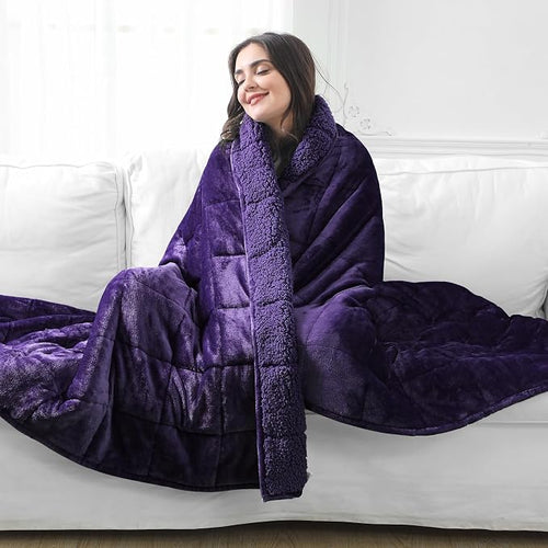 Aemicion Weighted Blanket Queen Size 15lbs, Dual Sided Cozy Fluffy Sherpa Heavy - Image 2