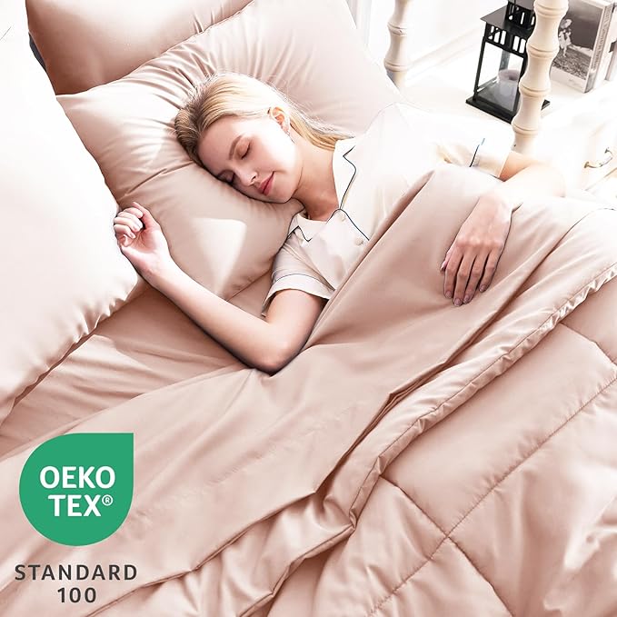 CozyLux Oversized King Comforter Sets Blush Pink, 7 Pieces Bed in a Bag - Image 3